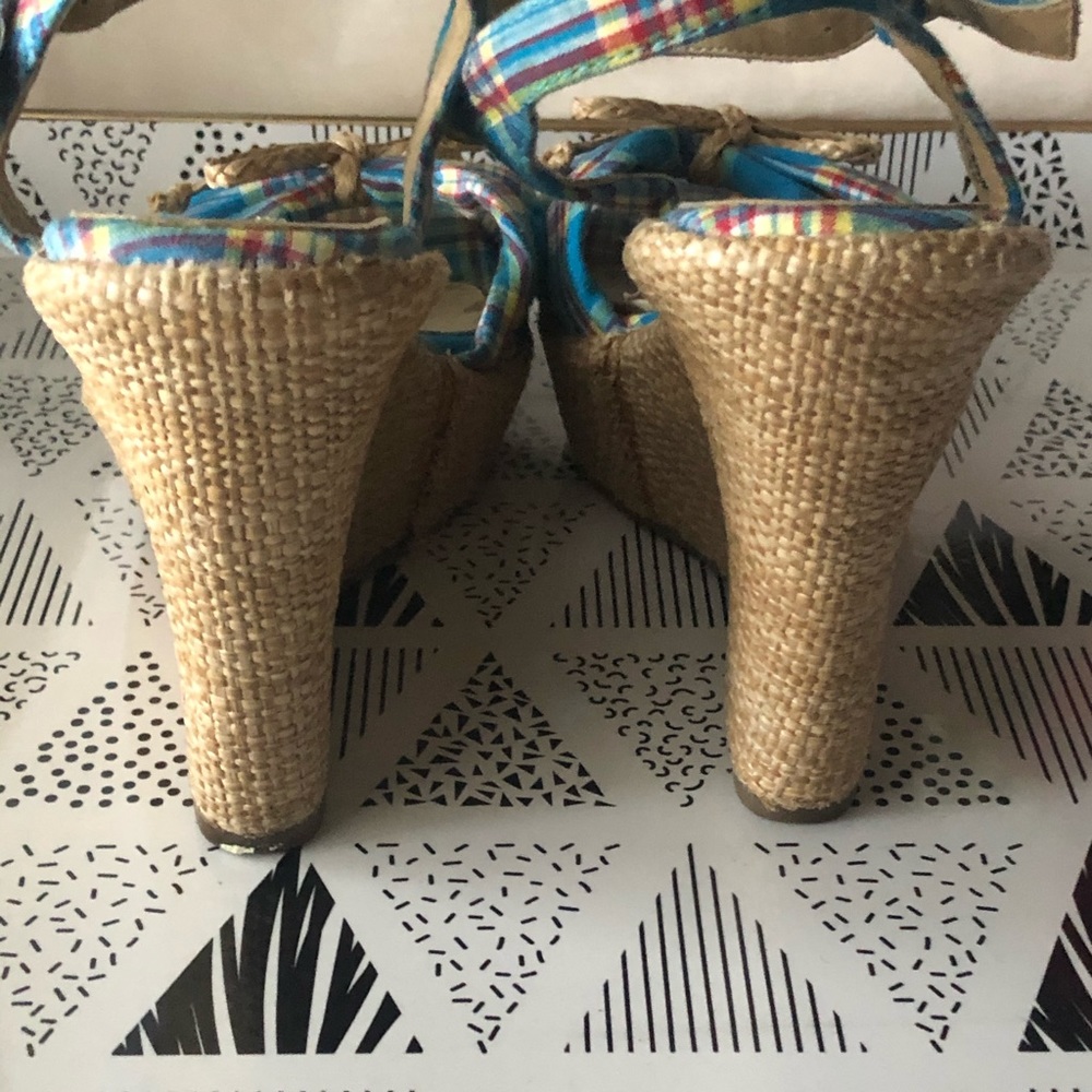 Xhileration Aqua plaid platform sandals Sz 5.5 - Picture 4 of 6